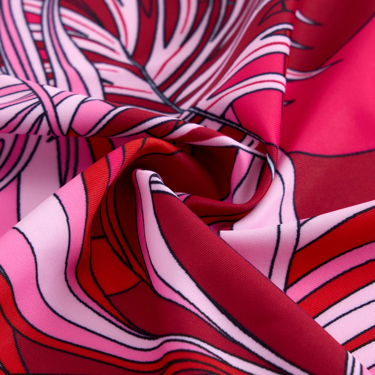 Red one-piece swimsuit with a single ruffled shoulder,paired with a matching short skirt