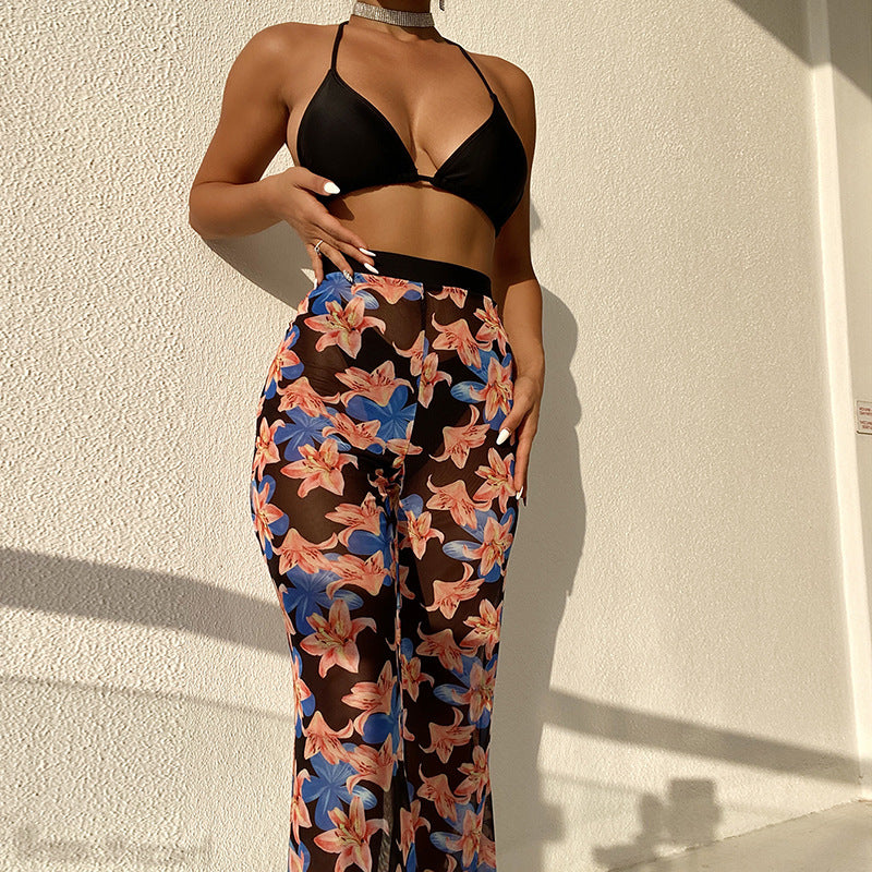 Cover Up Pants Three Piece Bikini Set