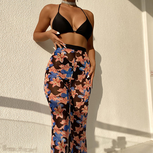 Cover Up Pants Three Piece Bikini Set