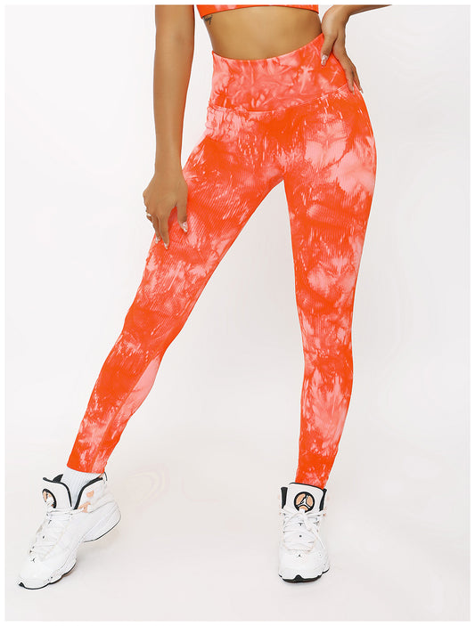 Tie Dye Orange Yoga Wear Leggings