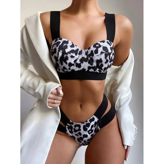 Animal Print Three Piece Set Bikini