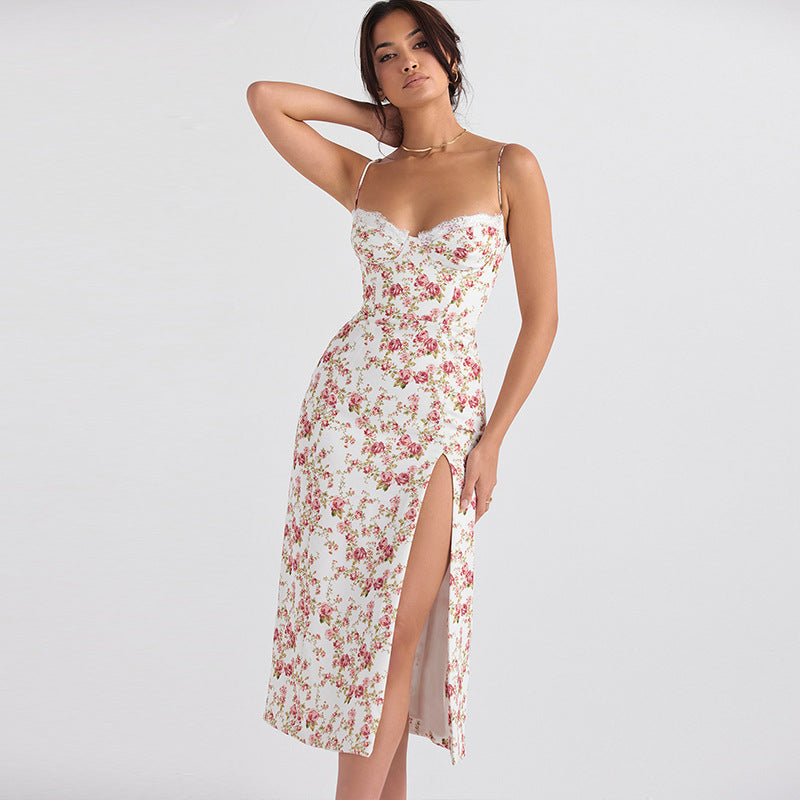 Women Spaghetti Strap Floral Dress