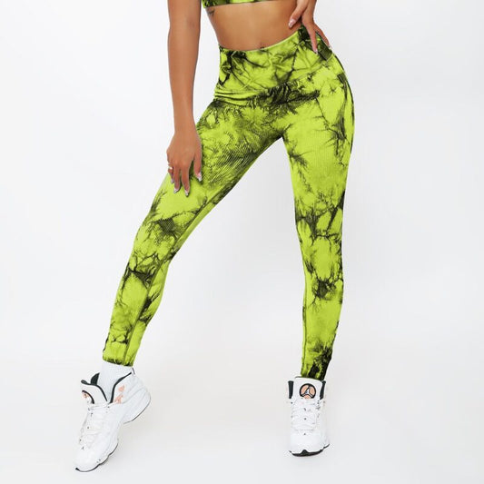 Tie Dye Green Yoga Wear Leggings