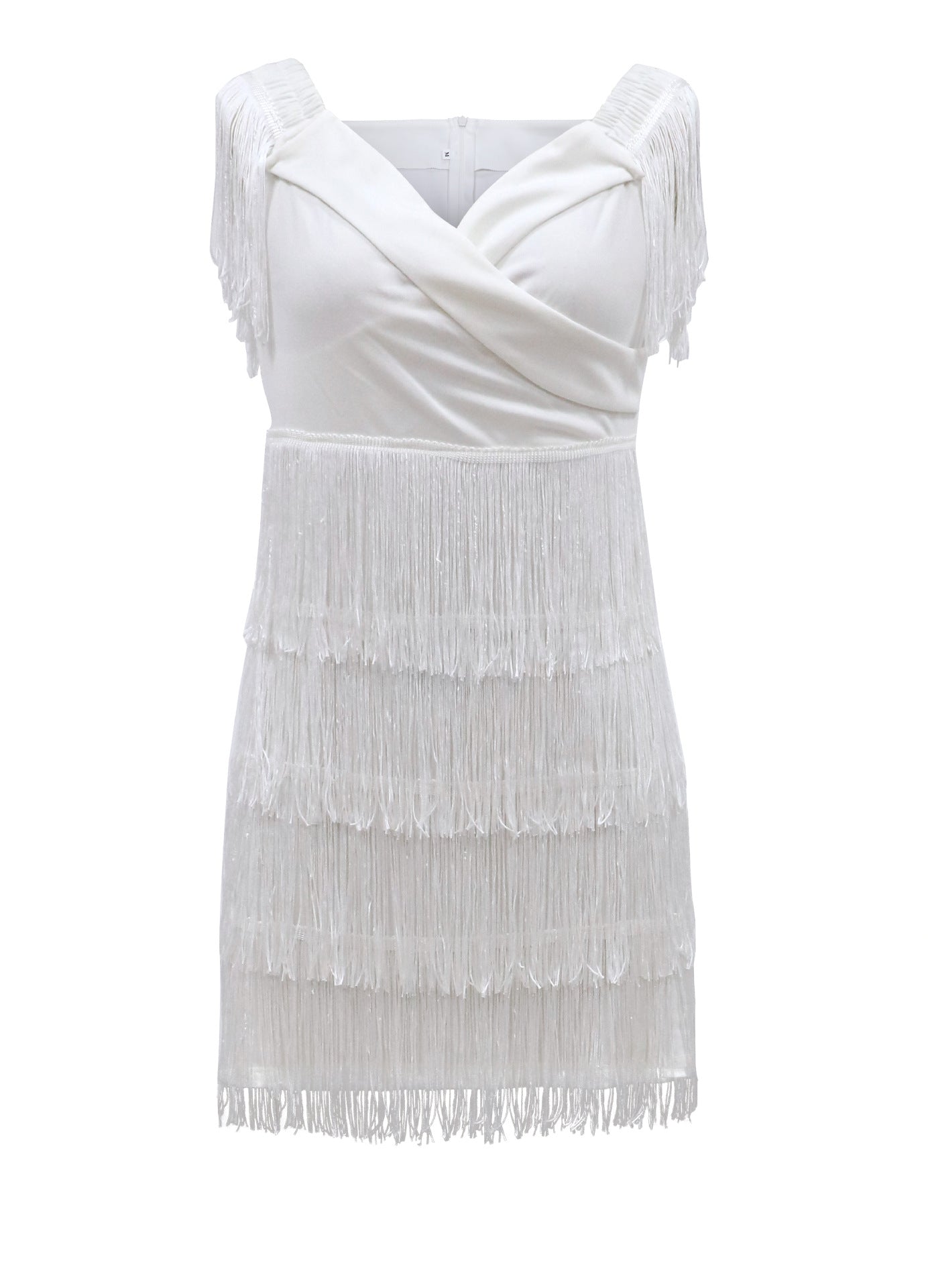 White Fringes Evening Short Dress