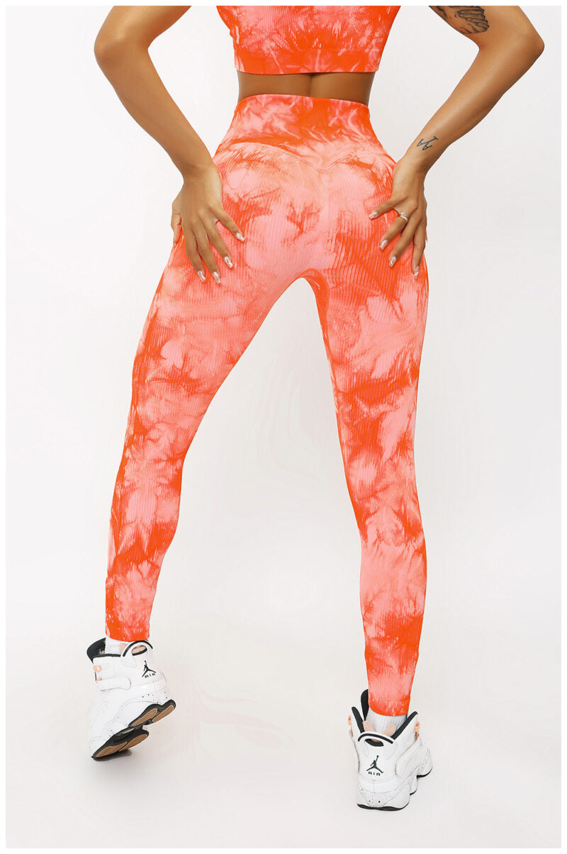 Tie Dye Orange Yoga Wear Leggings