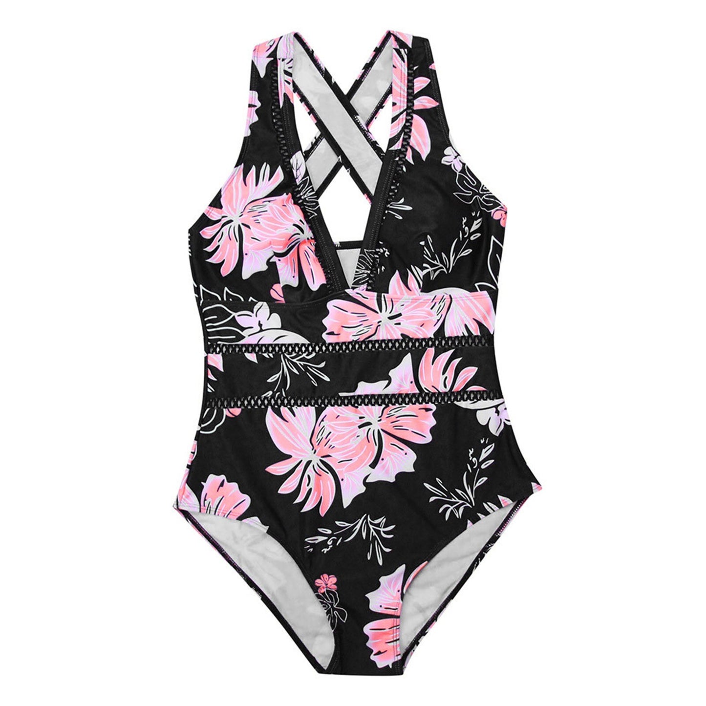 Floral One Piece V-Neck Swimsuit