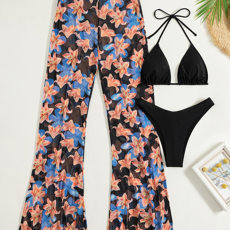 Cover Up Pants Three Piece Bikini Set