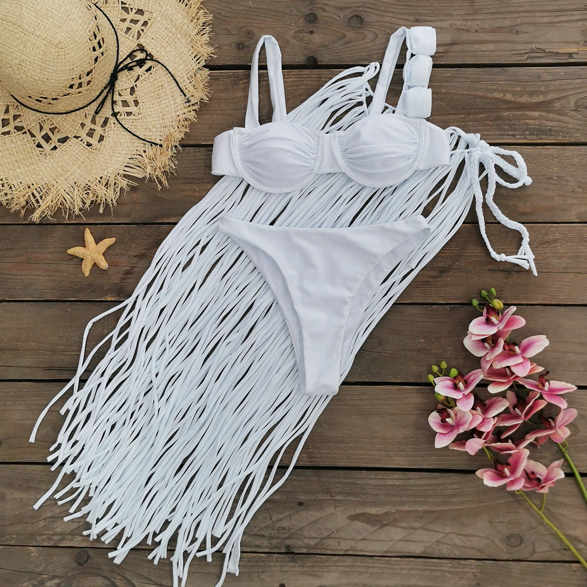 White finch three piece bikini set