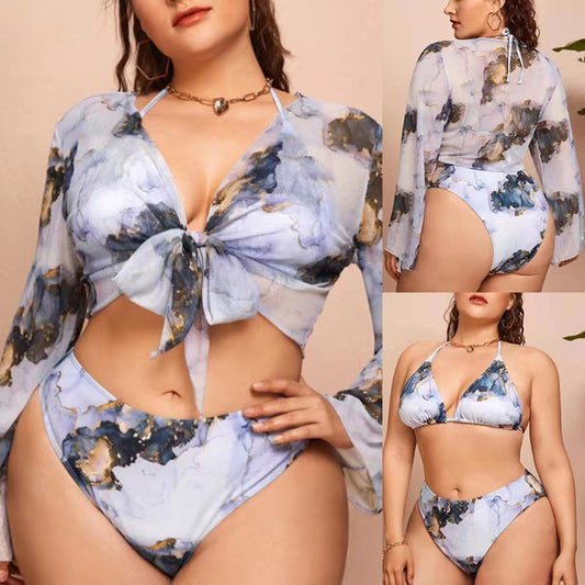 Plus size marble print bikini