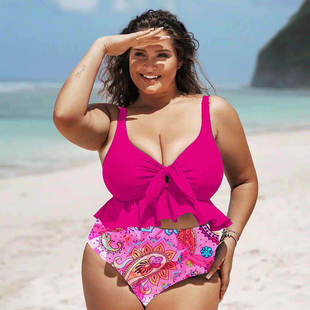 Plus Size Pink Two Piece Bikini