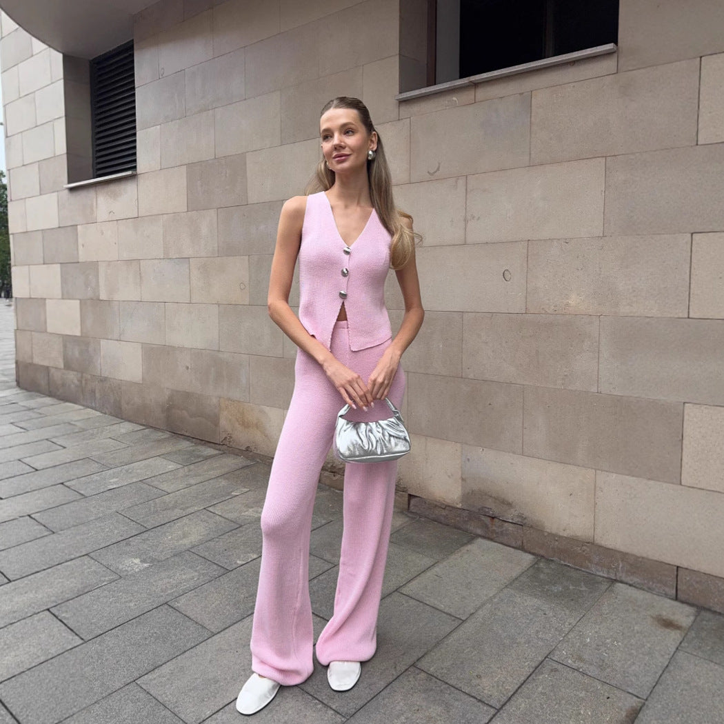Light pink sleeveless top and matching long skirt