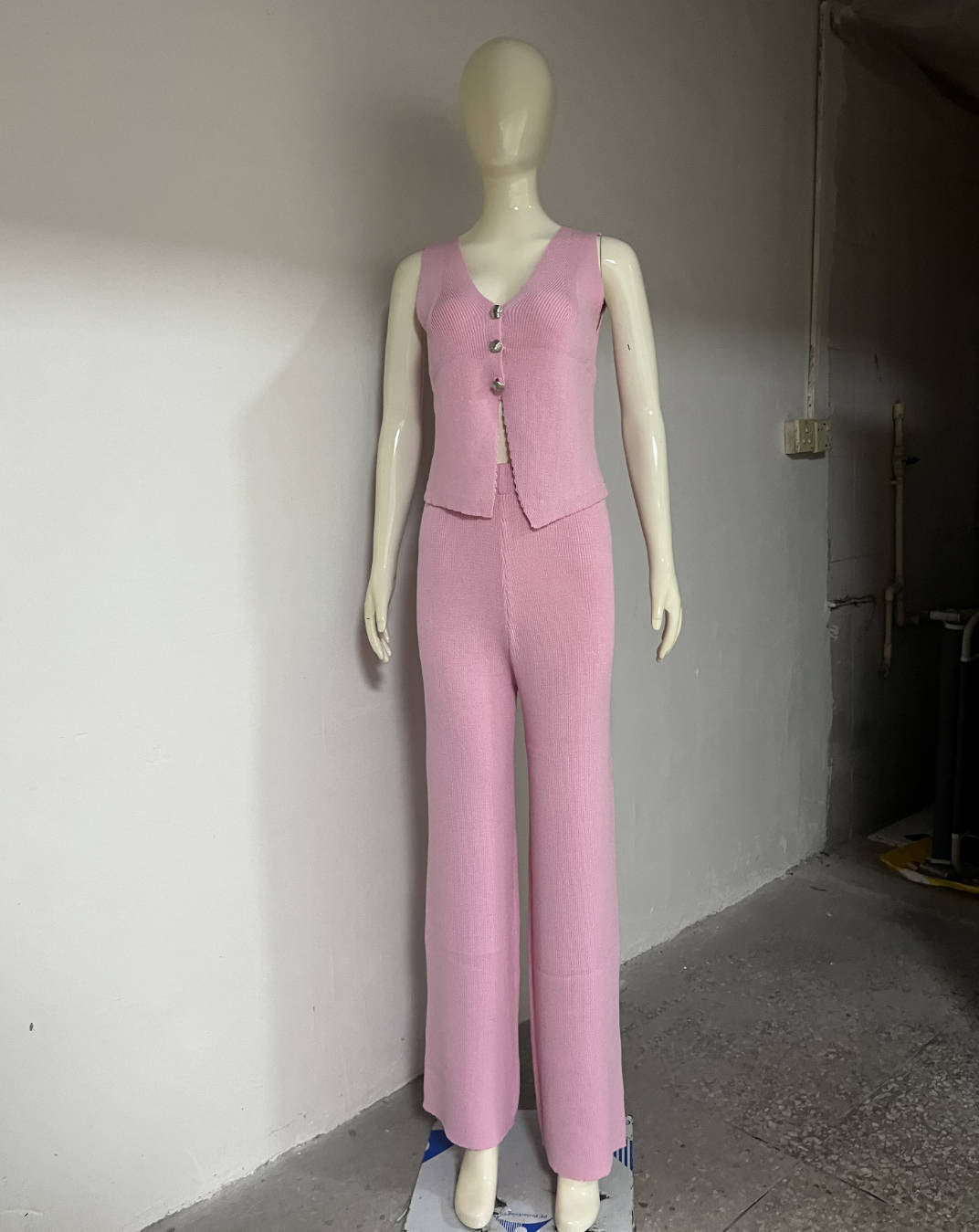 Light pink sleeveless top and matching long skirt