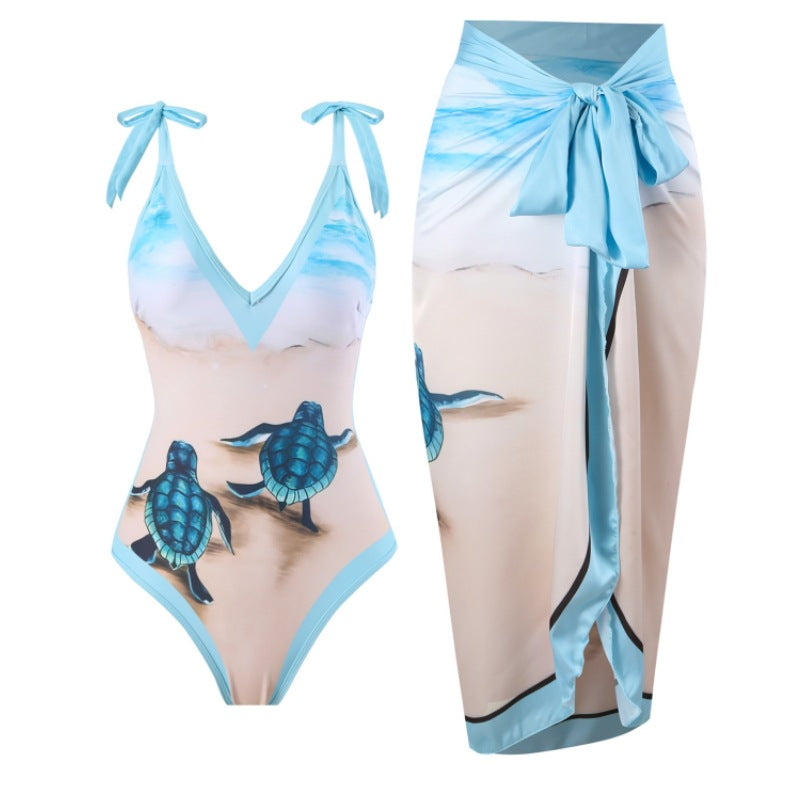 Sea side swimsuit with sarong