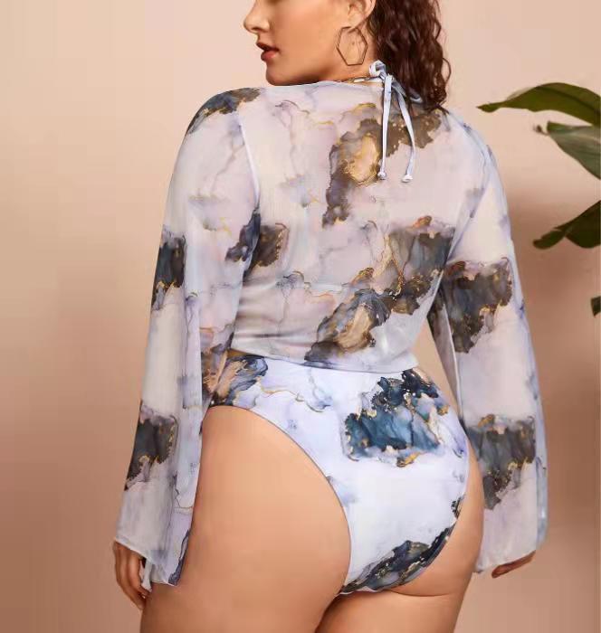 Plus size marble print bikini