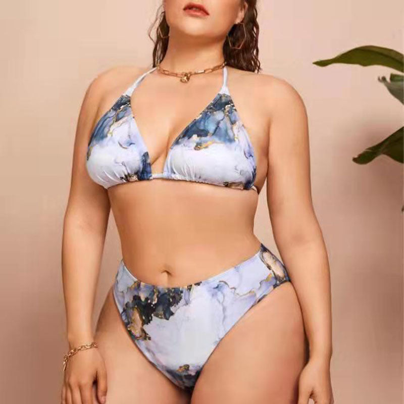 Plus size marble print bikini