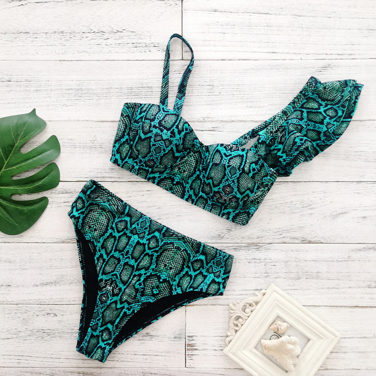 Snake print two piece bikini