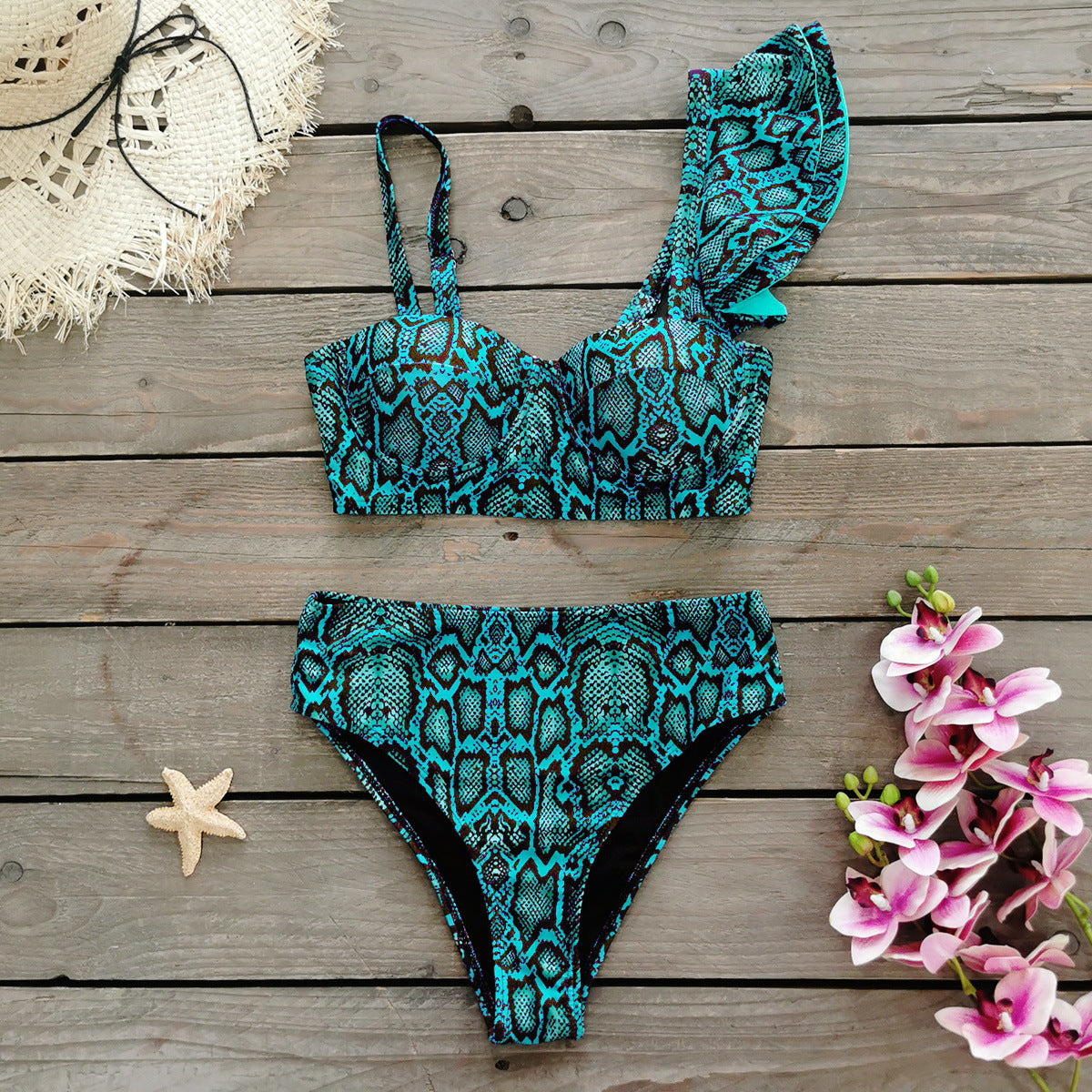 Snake print two piece bikini