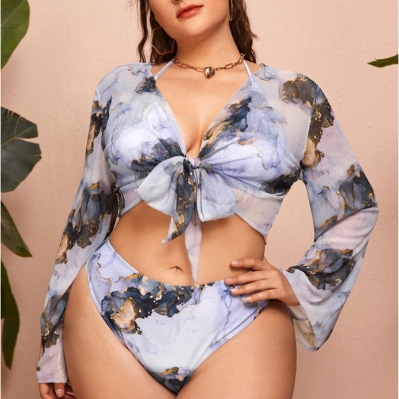 Plus size marble print bikini