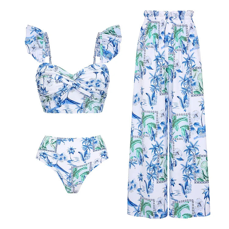 Three piece beachwear with pants