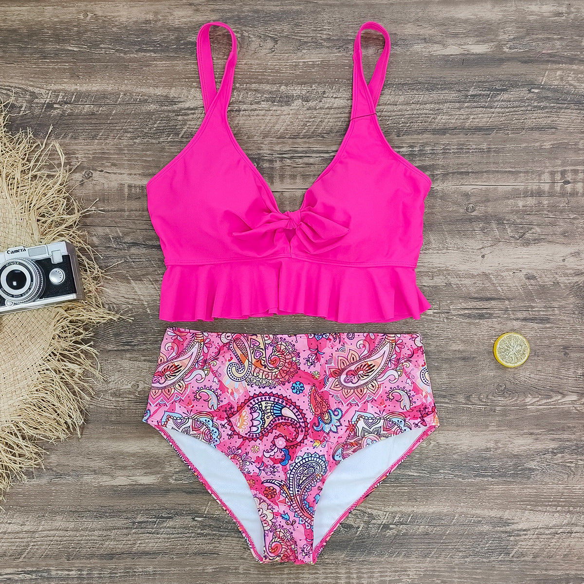 Plus Size Pink Two Piece Bikini